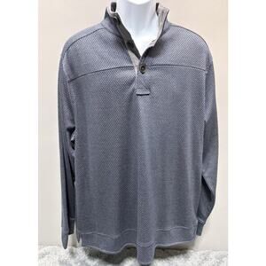 Age of Wisdom Men's Blue/Gray Sweater 1/4 Button Pullover Sz XL Preppy Casual